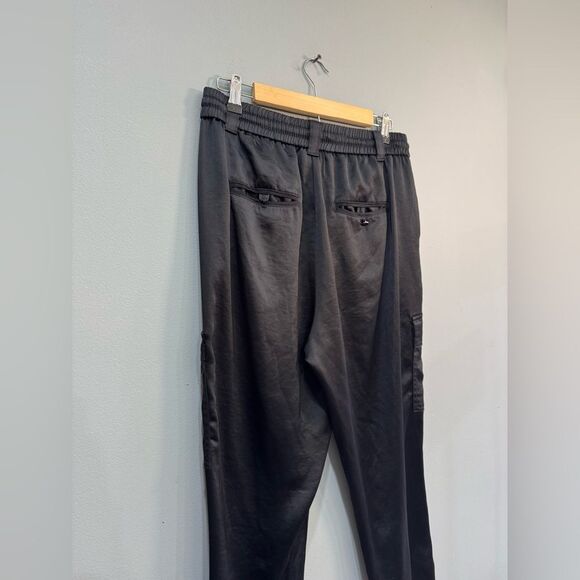 Black WHBM Satiny Cargo Joggers Size 10 VGUC - Picture 4 of 7
